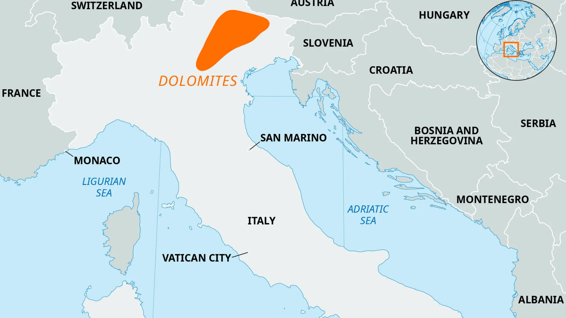 Dolomites-Located