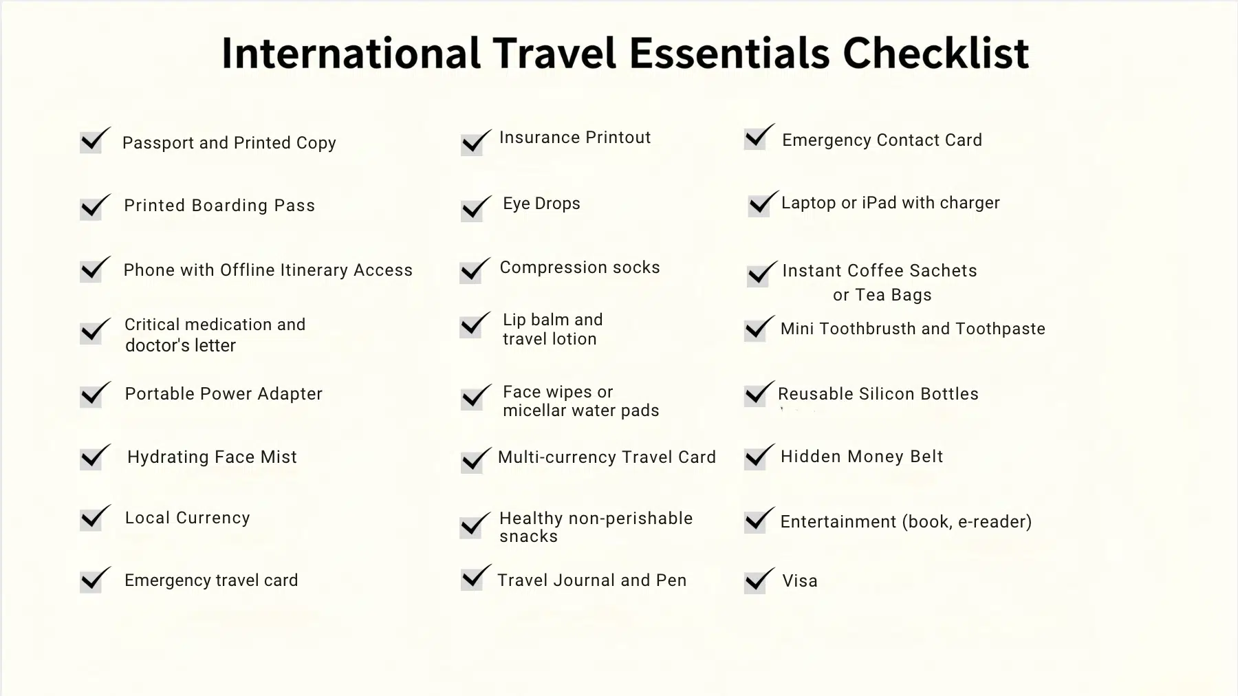 International-Travel-Essential-Checklist