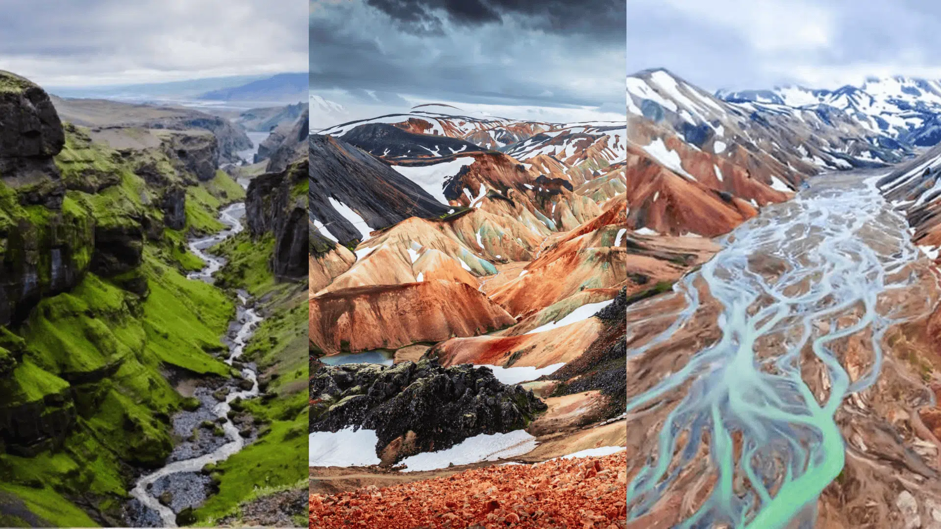 colorful mountains in iceland under a cloudy sky